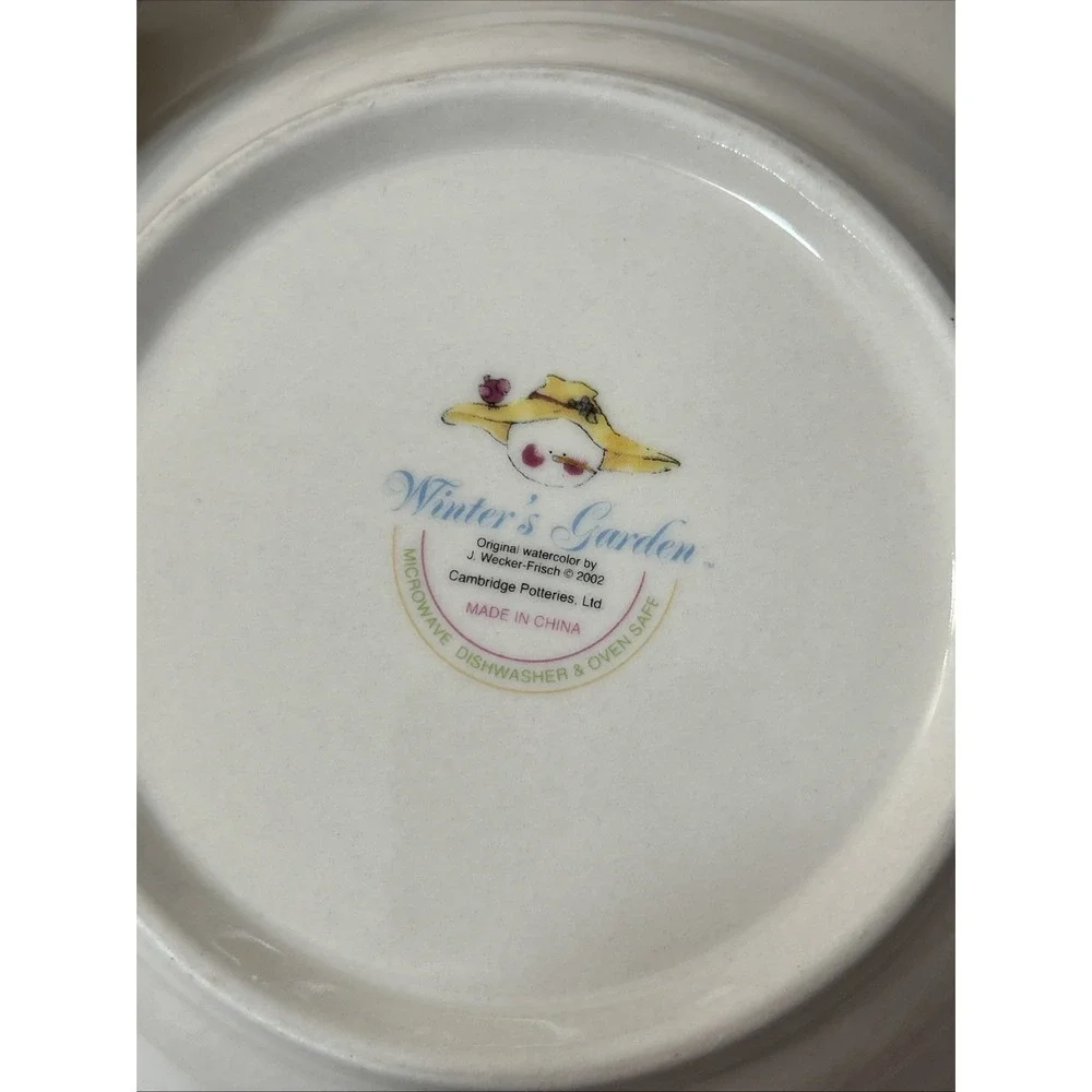 Cambridge Potteries Winters Garden Set of 4 Wide Rimmed Bowls Cottagecore Farm